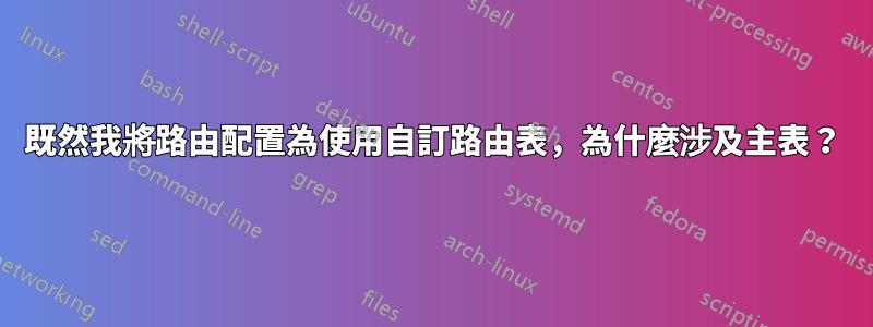 既然我將路由配置為使用自訂路由表，為什麼涉及主表？