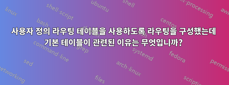 사용자 정의 라우팅 테이블을 사용하도록 라우팅을 구성했는데 기본 테이블이 관련된 이유는 무엇입니까?