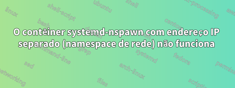 O contêiner systemd-nspawn com endereço IP separado (namespace de rede) não funciona