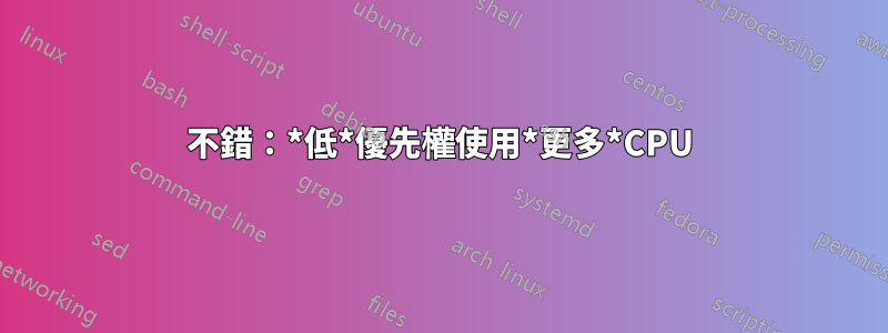 不錯：*低*優先權使用*更多*CPU