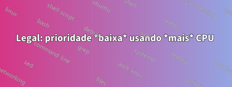 Legal: prioridade *baixa* usando *mais* CPU