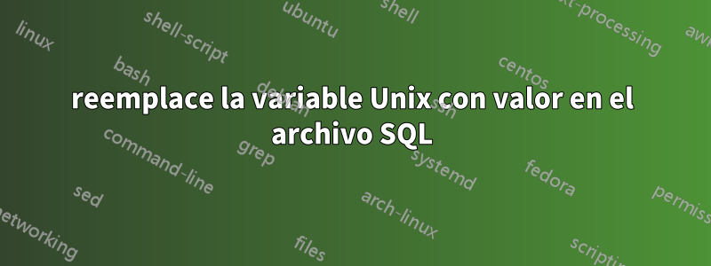 reemplace la variable Unix con valor en el archivo SQL