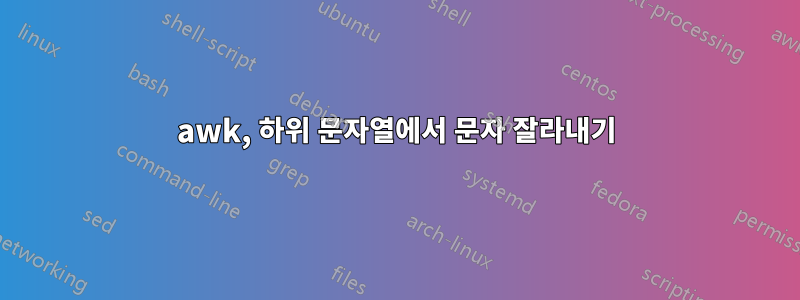 awk, 하위 문자열에서 문자 잘라내기