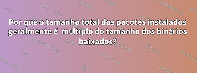 Por que o tamanho total dos pacotes instalados geralmente é múltiplo do tamanho dos binários baixados?