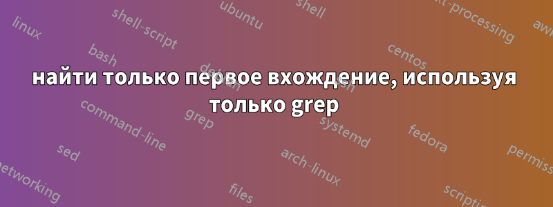 найти только первое вхождение, используя только grep