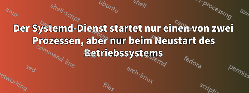 Der Systemd-Dienst startet nur einen von zwei Prozessen, aber nur beim Neustart des Betriebssystems