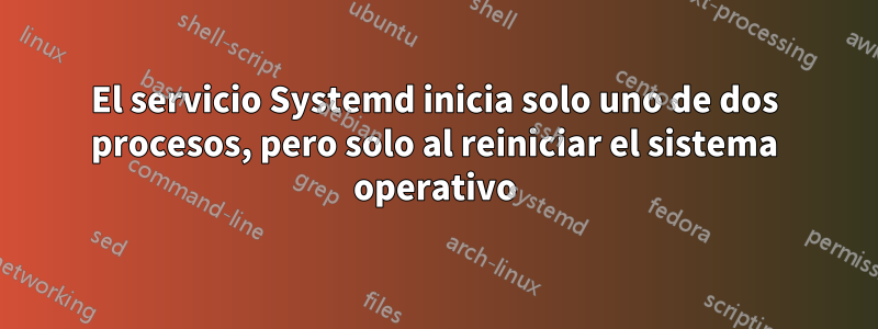 El servicio Systemd inicia solo uno de dos procesos, pero solo al reiniciar el sistema operativo