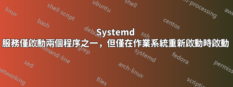 Systemd 服務僅啟動兩個程序之一，但僅在作業系統重新啟動時啟動