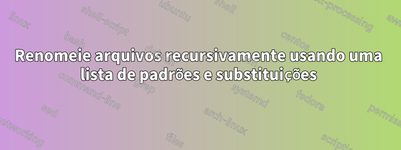 Renomeie arquivos recursivamente usando uma lista de padrões e substituições