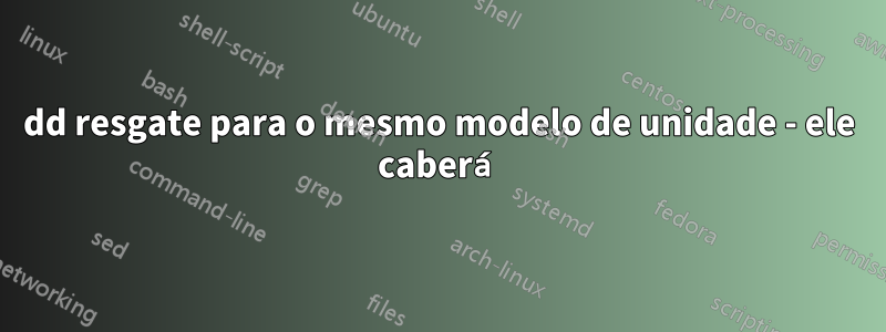 dd resgate para o mesmo modelo de unidade - ele caberá