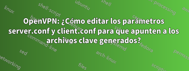 OpenVPN: ¿Cómo editar los parámetros server.conf y client.conf para que apunten a los archivos clave generados?