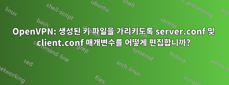 OpenVPN: 생성된 키 파일을 가리키도록 server.conf 및 client.conf 매개변수를 어떻게 편집합니까?