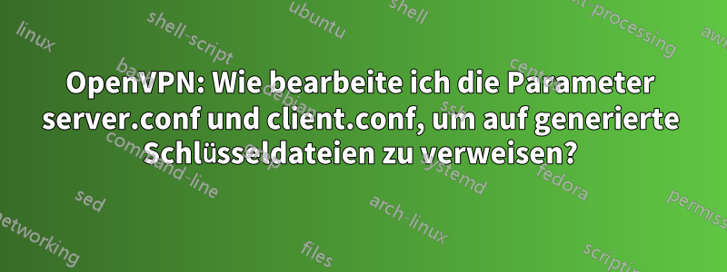 OpenVPN: Wie bearbeite ich die Parameter server.conf und client.conf, um auf generierte Schlüsseldateien zu verweisen?