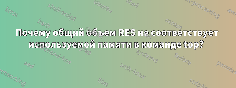 Почему общий объем RES не соответствует используемой памяти в команде top? 