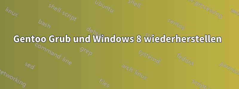 Gentoo Grub und Windows 8 wiederherstellen 