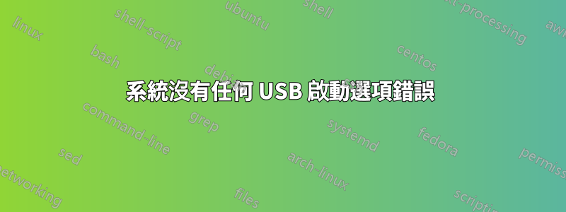 系統沒有任何 USB 啟動選項錯誤