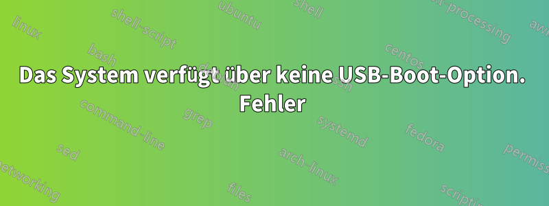 Das System verfügt über keine USB-Boot-Option. Fehler