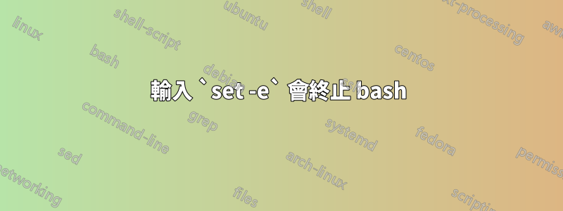 輸入 `set -e` 會終止 bash