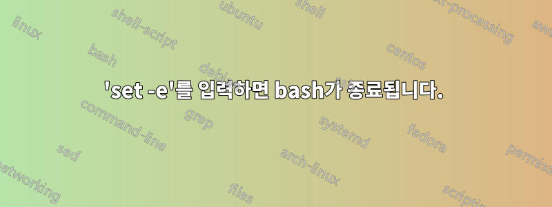 'set -e'를 입력하면 bash가 종료됩니다.