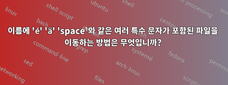 이름에 'é' 'ä' 'space'와 같은 여러 특수 문자가 포함된 파일을 이동하는 방법은 무엇입니까?