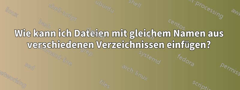 Wie kann ich Dateien mit gleichem Namen aus verschiedenen Verzeichnissen einfügen?