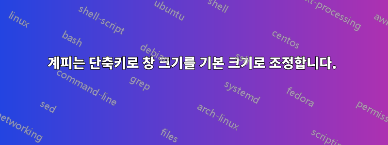 계피는 단축키로 창 크기를 기본 크기로 조정합니다.