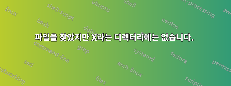 파일을 찾았지만 X라는 디렉터리에는 없습니다.