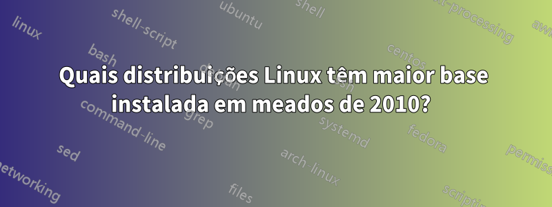 Quais distribuições Linux têm maior base instalada em meados de 2010?