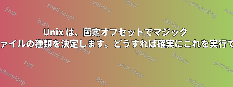Unix は、固定オフセットでマジック ファイルを探してファイルの種類を決定します。どうすれば確実にこれを実行できるのでしょうか?