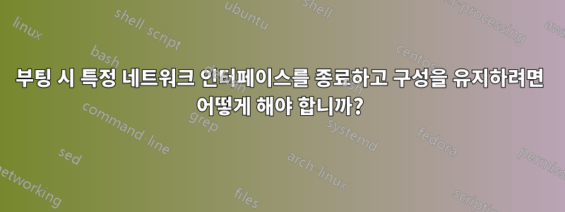 부팅 시 특정 네트워크 인터페이스를 종료하고 구성을 유지하려면 어떻게 해야 합니까?