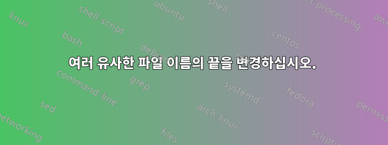 여러 유사한 파일 이름의 끝을 변경하십시오.