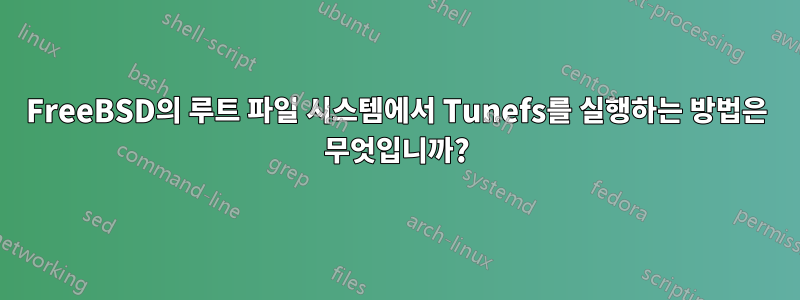 FreeBSD의 루트 파일 시스템에서 Tunefs를 실행하는 방법은 무엇입니까?