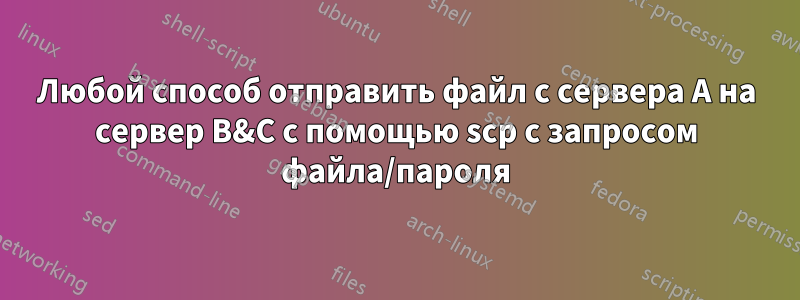 Любой способ отправить файл с сервера A на сервер B&C с помощью scp с запросом файла/пароля