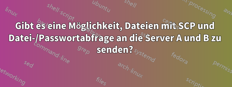 Gibt es eine Möglichkeit, Dateien mit SCP und Datei-/Passwortabfrage an die Server A und B zu senden?