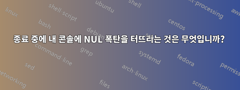 종료 중에 내 콘솔에 NUL 폭탄을 터뜨리는 것은 무엇입니까?