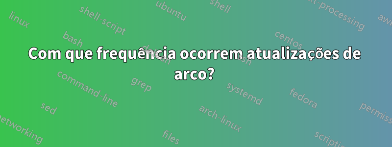 Com que frequência ocorrem atualizações de arco?