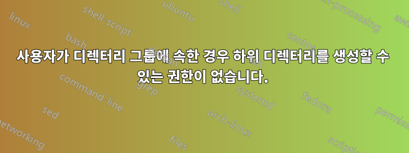 사용자가 디렉터리 그룹에 속한 경우 하위 디렉터리를 생성할 수 있는 권한이 없습니다.
