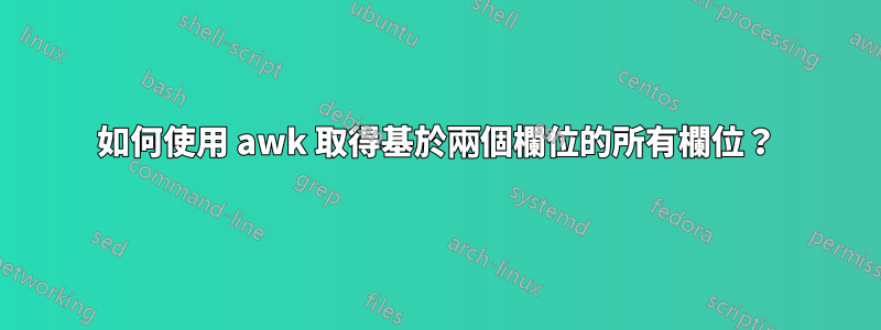 如何使用 awk 取得基於兩個欄位的所有欄位？