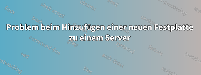 Problem beim Hinzufügen einer neuen Festplatte zu einem Server