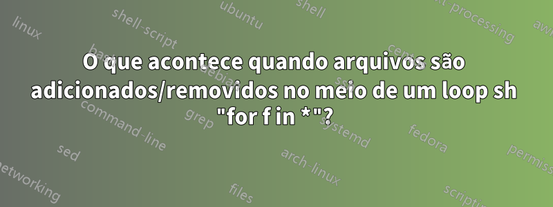 O que acontece quando arquivos são adicionados/removidos no meio de um loop sh "for f in *"?