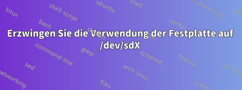 Erzwingen Sie die Verwendung der Festplatte auf /dev/sdX