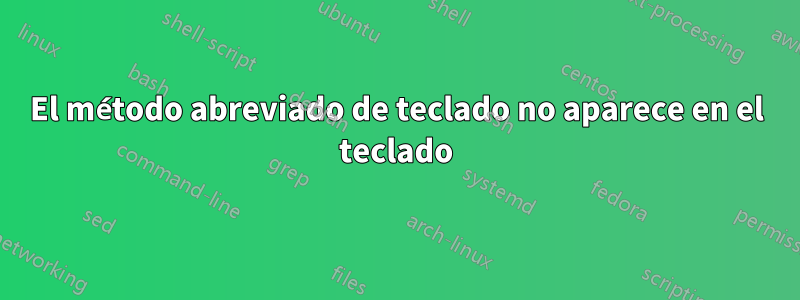 El método abreviado de teclado no aparece en el teclado