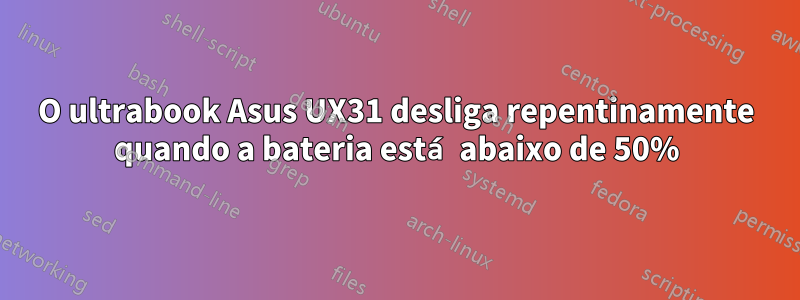 O ultrabook Asus UX31 desliga repentinamente quando a bateria está abaixo de 50%