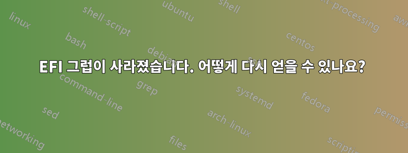 EFI 그럽이 사라졌습니다. 어떻게 다시 얻을 수 있나요?