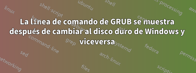 La línea de comando de GRUB se muestra después de cambiar al disco duro de Windows y viceversa