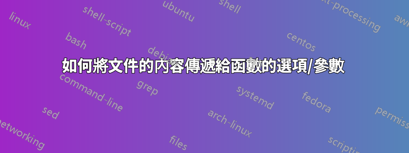 如何將文件的內容傳遞給函數的選項/參數
