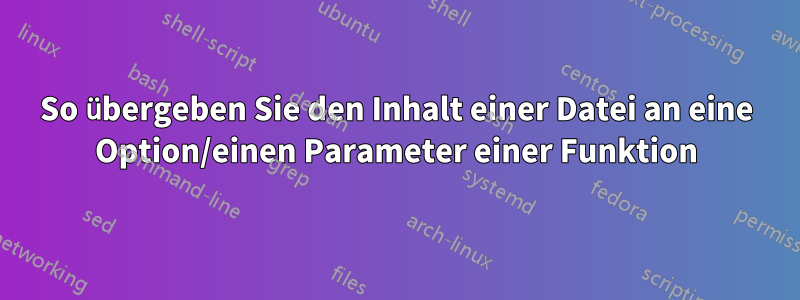 So übergeben Sie den Inhalt einer Datei an eine Option/einen Parameter einer Funktion