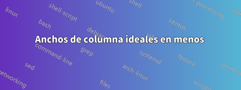 Anchos de columna ideales en menos