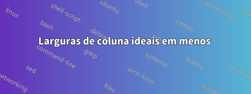 Larguras de coluna ideais em menos