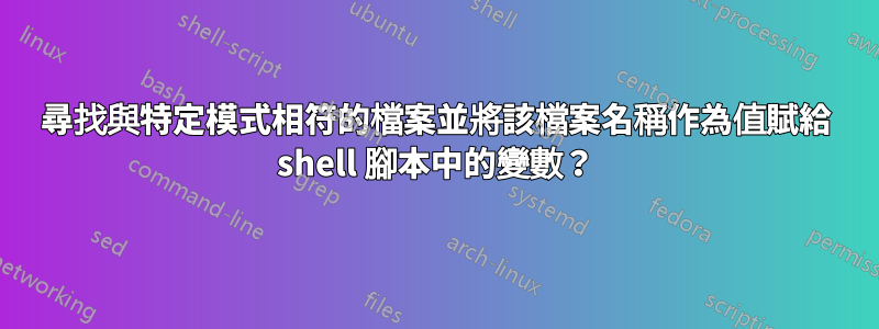 尋找與特定模式相符的檔案並將該檔案名稱作為值賦給 shell 腳本中的變數？